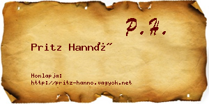 Pritz Hannó névjegykártya